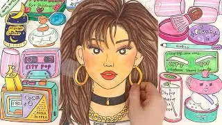 [PAPER ASMR] 80년대 시티팝 감성 강제소환! 레트로 메이크업 튜토리얼 💄✨ | 80's City Pop Retro Makeup (Paper DIY)