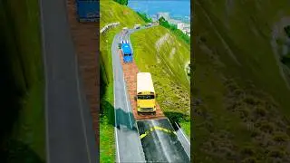 School Bus,Ambulence, Super Cars, Numerous Cargo vs Ramp Pit - BeamNG.Drive #shorts