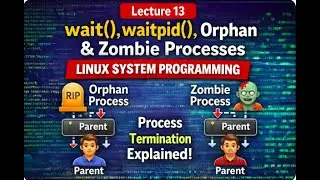 LEC-13: wait() & waitpid() System Calls | Orphan & Zombie Processes | Linux System Programming.
