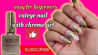 Easy cateye nailart #Day7/10 of nail art series #trending #viral #nailart #youtube 