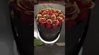 Red Roses Dipped In Gold - Boxed Flower Arrangement Tutorial