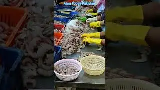 Shrimps Processing in Pakistan Factory | Headless Shrimps #seafood #shrimp #shorts