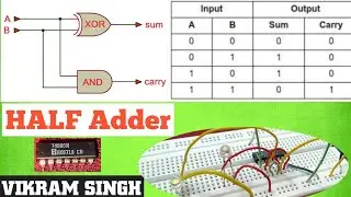 #Half Adder ( #Digital Electronics) by using X-OR & AND Gate