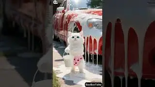 🍼 The Cat Who Tried to Wash His Dad's Car With MILK! 😹#cats  #shorts