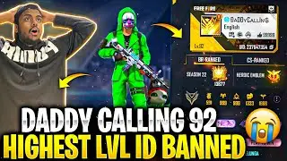 92 Level DaddyCalling Id Got Ban/Disable By Facebook 😱 - Garena Free Fire