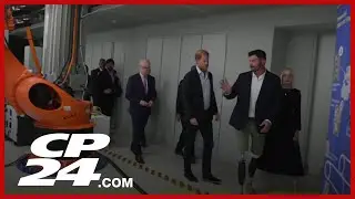 Prince Harry continues his visit in the city, visiting war veterans at Sunnybrook