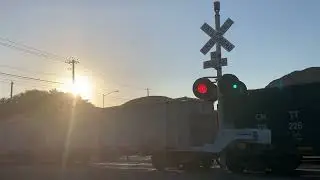 Northbound Union Pacific limestone train at dittmar road in Austin Texas plus horn show
