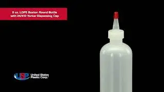 8 oz Natural LDPE Boston Round Bottle-24/400 Yorker Dispensing Cap | U.S. Plastic Corporation&reg;
