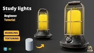 Modeling and texturing Study lights in 3dsmax , Substance painter