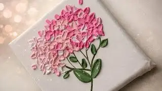 Hydrangea blossom with texture paste | step by step texture art tutorial |  textured flowers