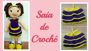 Saia de Crochê Com Babado Para Boneca