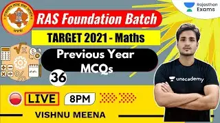 RAS Foundation Batch 2021 | Maths by Vishnu Meena | Previous Year  MCQs