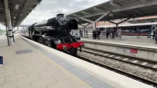 (HD) 1Z92 - Flying Scotsman arriving at Derby