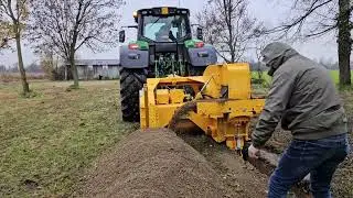Best Tractor Trencher Valentini RAL800X300 Trenching Rock Wheel with John Deere Tractor - AMIA