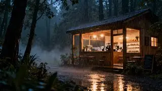 비 오는 밤, 숲속에 불이 켜진 작은 공간 | 여백의 소리