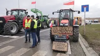 Rolnicy blokują granicę z Ukrainą w Medyce. 