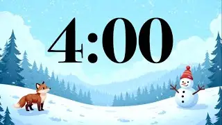 4 Minute Winter Snow Timer ❄️ Cute Fox & Snowman, Fun Piano & Guitar Music | Classroom Study Focus