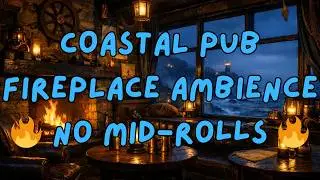 Fireplace Ambience 🔥 Cornwall Coastal Pub | Lighthouse & Fog | English Folk Music | 4 Hours Sleep