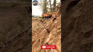 RC Crane Operator Excavator Risky Bridge Challenge Fall Down.#youtubeshorts #shorts