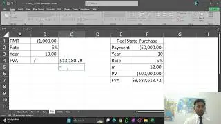 Calculate PV, FV,  PVA, FVA, NPER,  Rate in Excel 