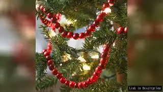 Christmas Ornament Wood Bead String Red Design Festive Holiday Christmas Tree Fireplace Wreath Hangi