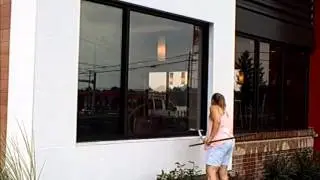 wendy's new construction window cleaning with  precision glide wagtail