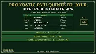 PRONOSTIC PMU QUINTÉ - Mercredi 14 janvier 2026 - Cagnes - Prix de Cannes