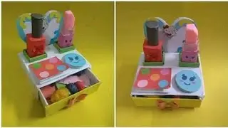 How to make Hello kitty toy dressing table set stationary organizer with paper|School supplies