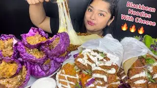 SPICY MUTTON KOSHA WITH PURPLE CABBAGE, SPICY BLACKBEAN NOODLES WITH CHEESE,KFC CHICKEN TWISTER WRAP