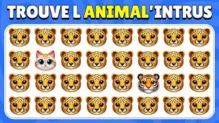Trouve l’Intrus - Défi emojis d’animaux 🐱🐵🐶 | Facile, Moyen, Difficile | Quiz Lapinou