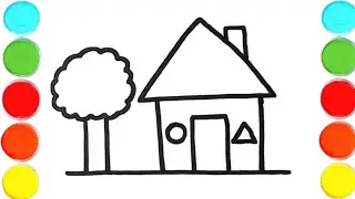 How To Draw A Easy House Drawing For Kids Toddlers Art....