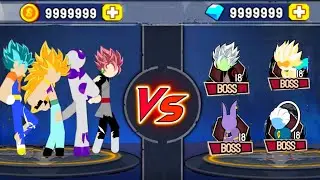 Stickman Warriors Story Mode | Jiren, Frieza, Vegito Vs Evil Boo, Zamasu, Hearts