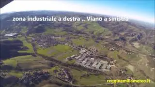 In volo sulla valle del Tresinaro, tra  Baiso, Viano e Scandiano