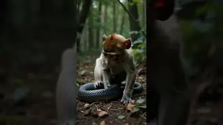 Monkey plays with bluish-black snake in forest &mdash; dangerously thrilling wild moment! #wildlife