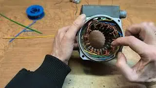 Połączenie cewek każdej fazy + pomiar oporności. Connection of coils of each phase + resistance.