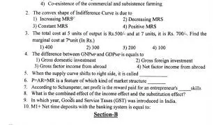 Inter 1st year Economics pre final 2 exam real question paper (inter 1st year pre final 2 exam real)