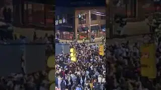 North Carolina Tar Heels fans rush Franklin Street after comeback win vs. Duke