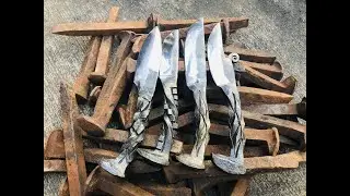 Recycling Old Railroad Spikes Into Knives for my Shop!