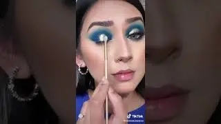 Blue And Gold Eye Makeup || party Makeup look Blue Eyeshadow tutorial