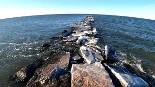 4K Virtual Walk- A Cold Sunny Beach Walk on this Beautiful Winter Day (ASMR No Music or Speaking)