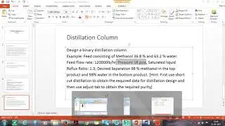Simulation f Short cut distillation column in Aspen.HYSYS