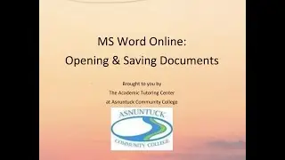 Microsoft Word Online: Open & Save Documents