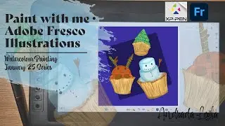 Paint with me |Cupcakes| Winter Illustration using Adobe Fresco
