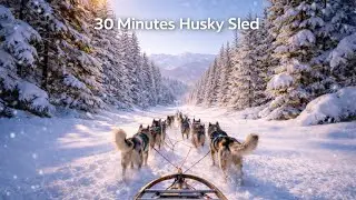30 Minutes Dog Sled Sounds ❄️ Husky Team Through Snowy Forest