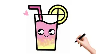 How to Draw a Cute Glass of Lemonade / Kawaii Drink for beginners Step by Step