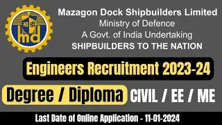 MDSL New Vacancy Out 2023-24 CIVIL EE ME Degree Diploma Direct Selection