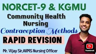 NORCET-9| KGMU| High yield topics| Contraception methods| CHN