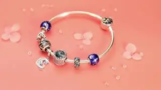 Bamoer 925 Sterling Silver Sparkling Star And Moon Blue Enamel Bracelets & Bangles