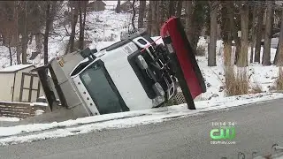 Salt Truck Overturns In Pittsburgh