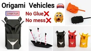 Origami Vehicles Tutorial | Easy Paper Car, Tank & Ship Making | No Glue No Mess Craft Ideas